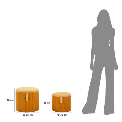 Lot de 2 poufs de rangement en velours moutarde – Poufs modernes Bolzano