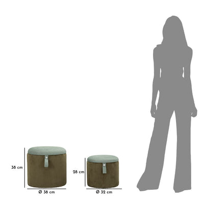 Lot de 2 poufs de rangement en velours vert – Poufs modernes Bolzano