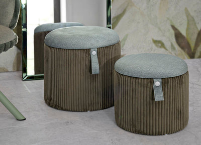 Lot de 2 poufs de rangement en velours vert – Poufs modernes Bolzano