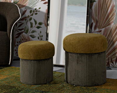 Lot de 2 poufs de rangement en velours vert – Aspen Contemporary Design