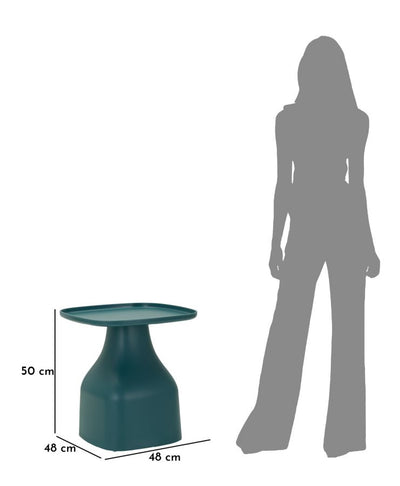 Table basse ronde bleue avec piètement géométrique – Gea Modern Accent