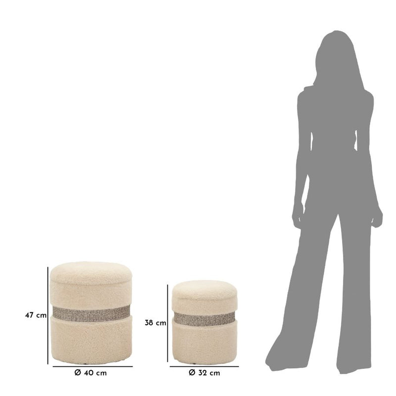 Lot de 2 poufs de rangement rembourrés crème – Collection Saint-Moritz