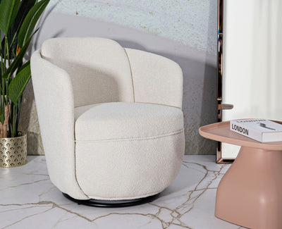 Fauteuil pivotant rembourré crème – Torino Modern Accent Chair