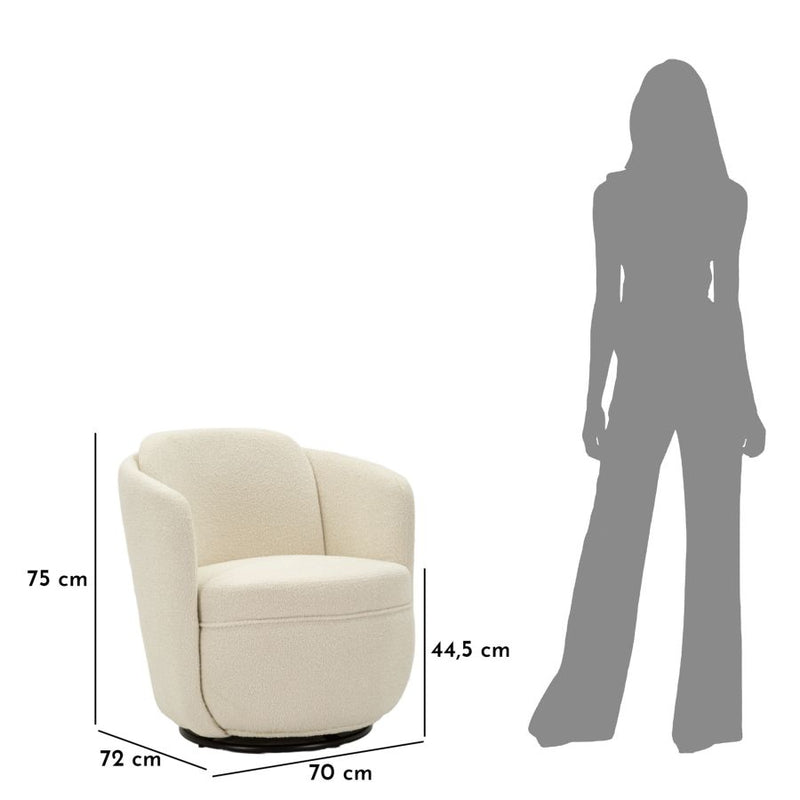 Fauteuil pivotant rembourré crème – Torino Modern Accent Chair