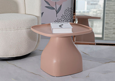 Table basse ronde rose avec piètement sculptural – Gea Modern Accent
