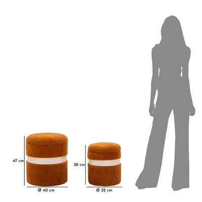 Lot de 2 poufs de rangement en velours marron – Poufs modernes Saint-Moritz