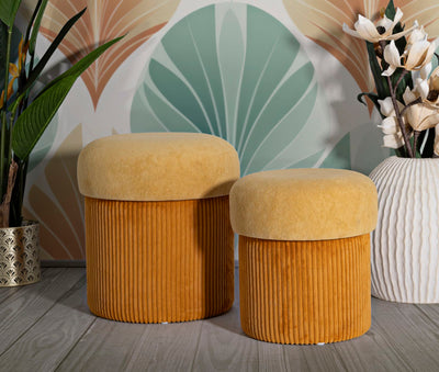 Lot de 2 poufs de rangement en velours moutarde – Aspen Contemporary Design