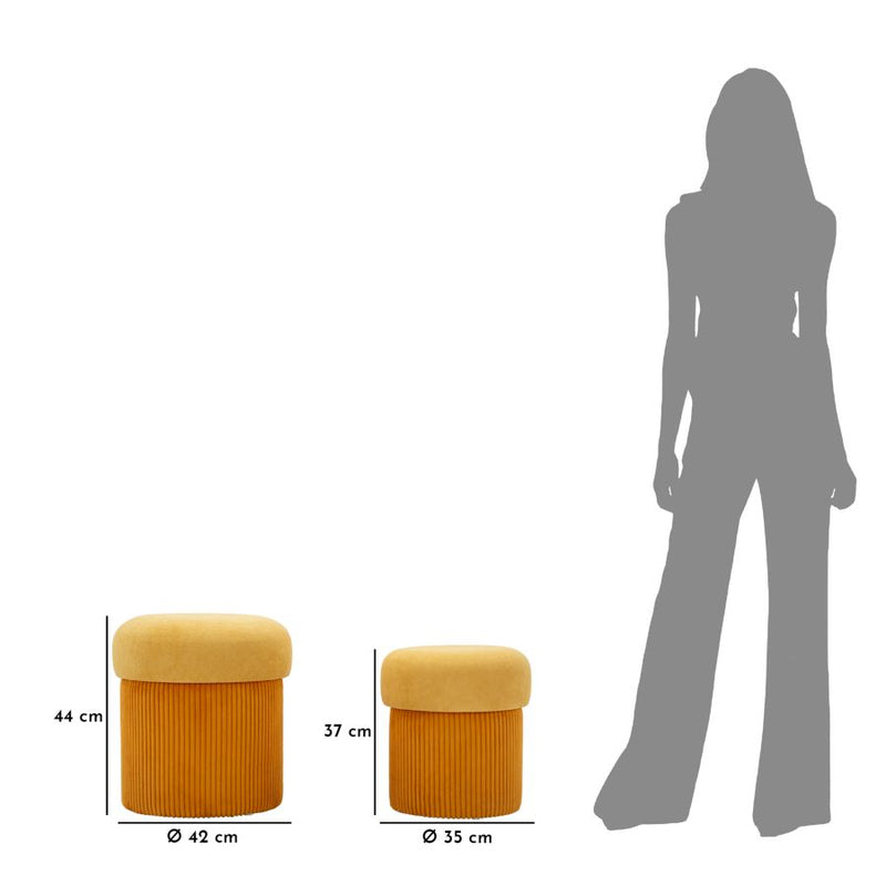 Lot de 2 poufs de rangement en velours moutarde – Aspen Contemporary Design