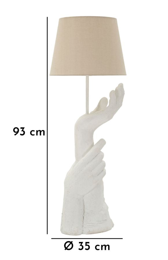 Lampe de table sculpturale blanche avec abat-jour beige – Collection Life