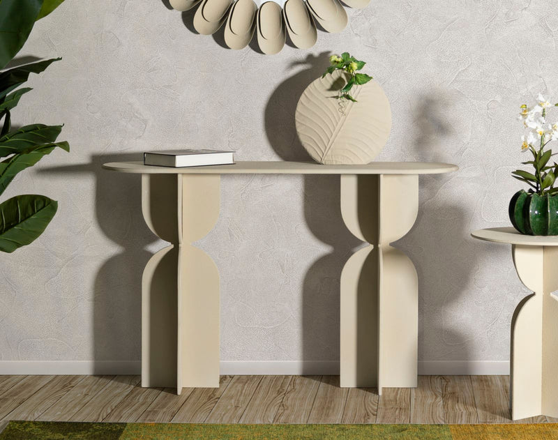 Console beige avec piètement sculptural – Entrée moderne Dune
