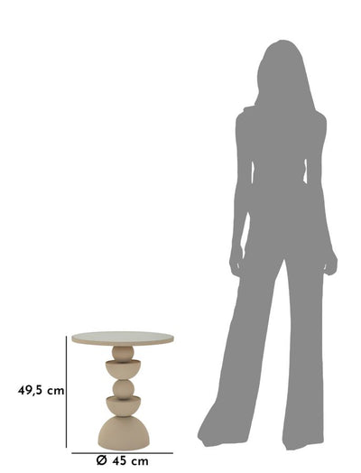 Table d'appoint ronde beige avec plateau miroir – Style contemporain Dune