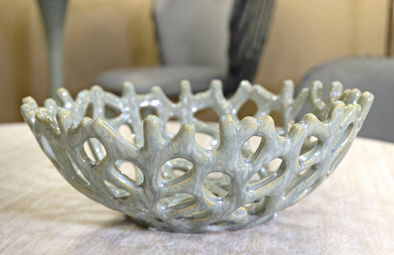 Bol décoratif vert en forme de corail – Bol décoratif moderne