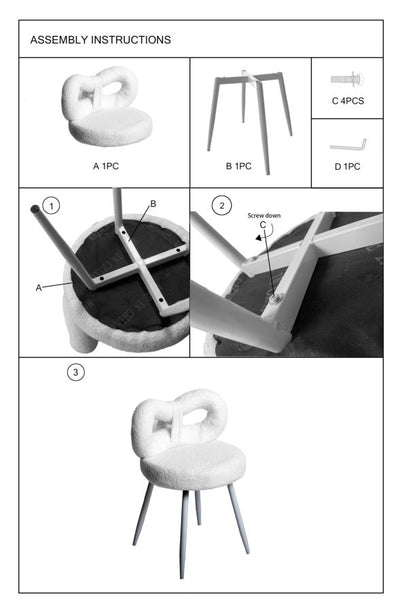 Mini-fauteuil rembourré blanc avec pieds en bois – Fauteuil d'appoint Ilary