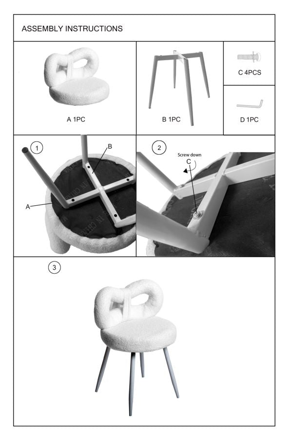 Mini-fauteuil rembourré blanc avec pieds en bois – Fauteuil d&