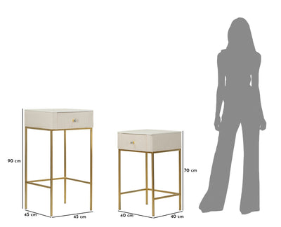 Lot de 2 tables hautes carrées avec piètement doré – Collection Wedding