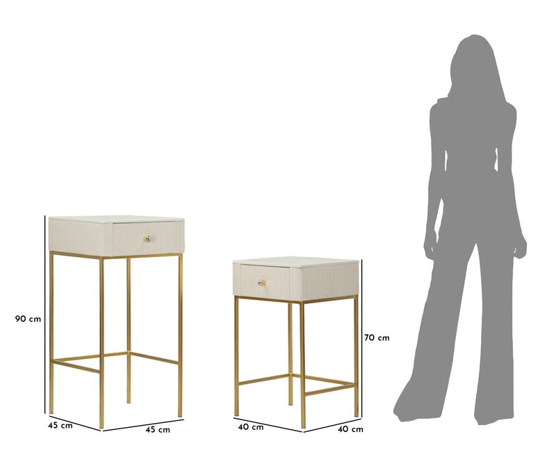 Lot de 2 tables hautes carrées avec piètement doré – Collection Wedding