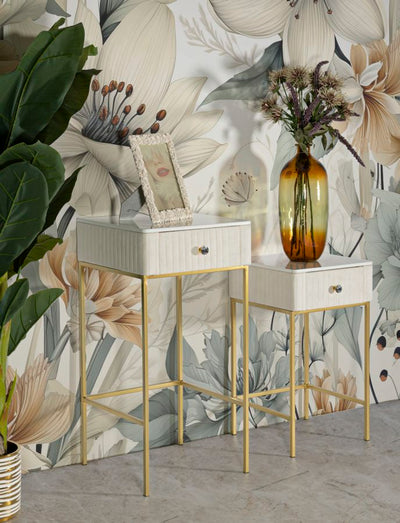 Lot de 2 tables hautes carrées avec piètement doré – Collection Wedding