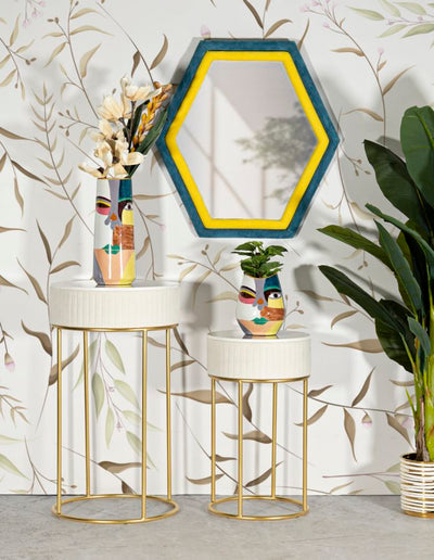 Lot de 2 tables hautes rondes avec piètement doré – Collection Wedding