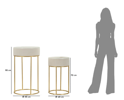 Lot de 2 tables hautes rondes avec piètement doré – Collection Wedding