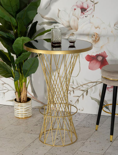 Table de bar haute en métal doré avec structure ajourée – Tower New Design