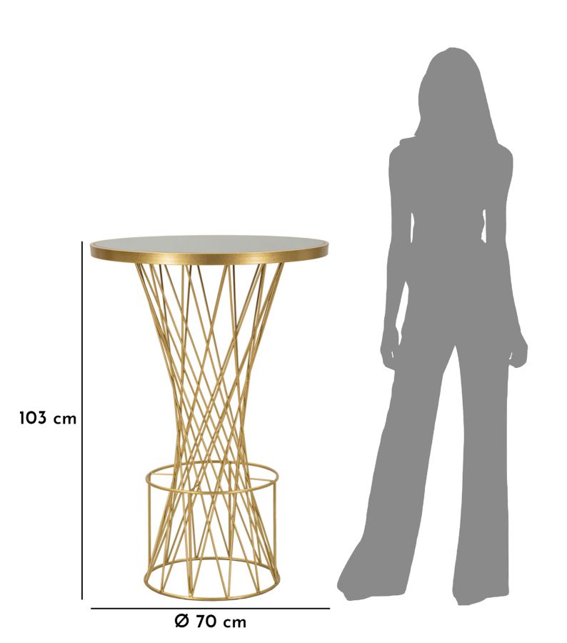 Table de bar haute en métal doré avec structure ajourée – Tower New Design