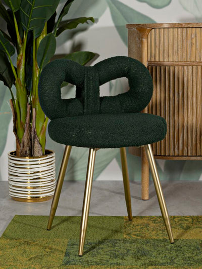 Mini-fauteuil rembourré vert avec pieds en bois – Fauteuil d'appoint Ilary