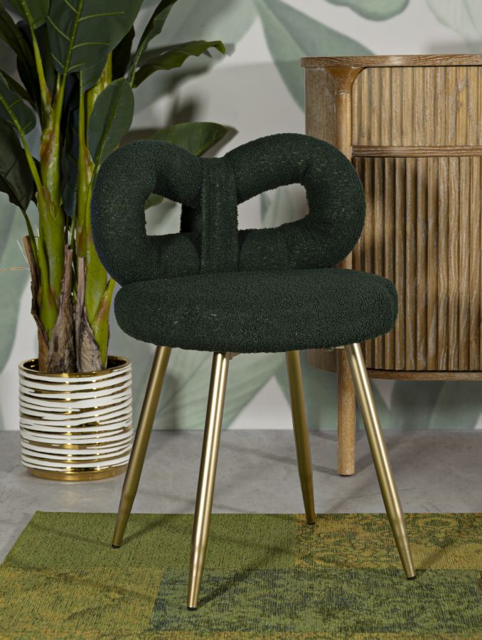 Mini-fauteuil rembourré vert avec pieds en bois – Fauteuil d&