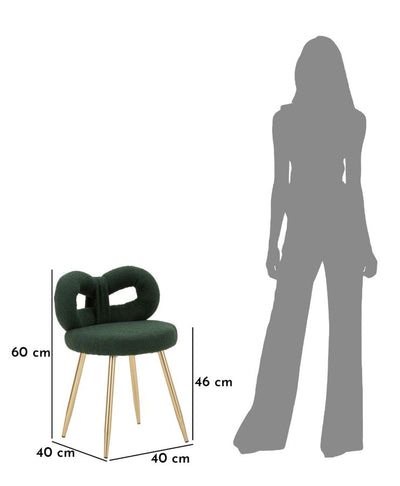 Mini-fauteuil rembourré vert avec pieds en bois – Fauteuil d'appoint Ilary