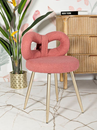 Mini-fauteuil rembourré rose avec pieds en bois – Fauteuil d'appoint Ilary