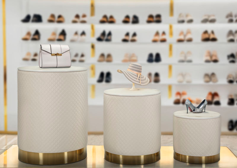 Lot de 3 poufs de rangement rembourrés – Display Shop Modern Design