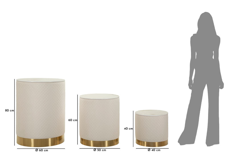 Lot de 3 poufs de rangement rembourrés – Display Shop Modern Design