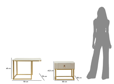 Lot de 2 tables basses en marbre artificiel avec piètement doré – Collection Beauté
