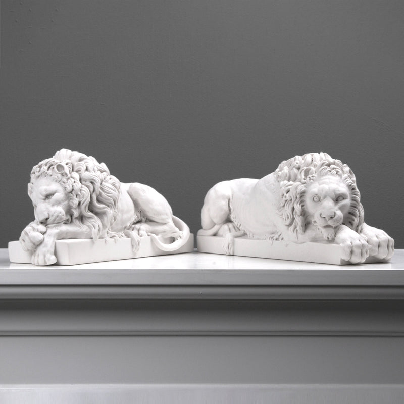 Les Lions de Canova - statues en paire (petite taille) - sculpture en marbre