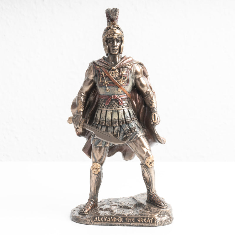 Statue d’Alexandre le Grand – Commandant Militaire Invaincu (Sculpture en Bronze à Froid)