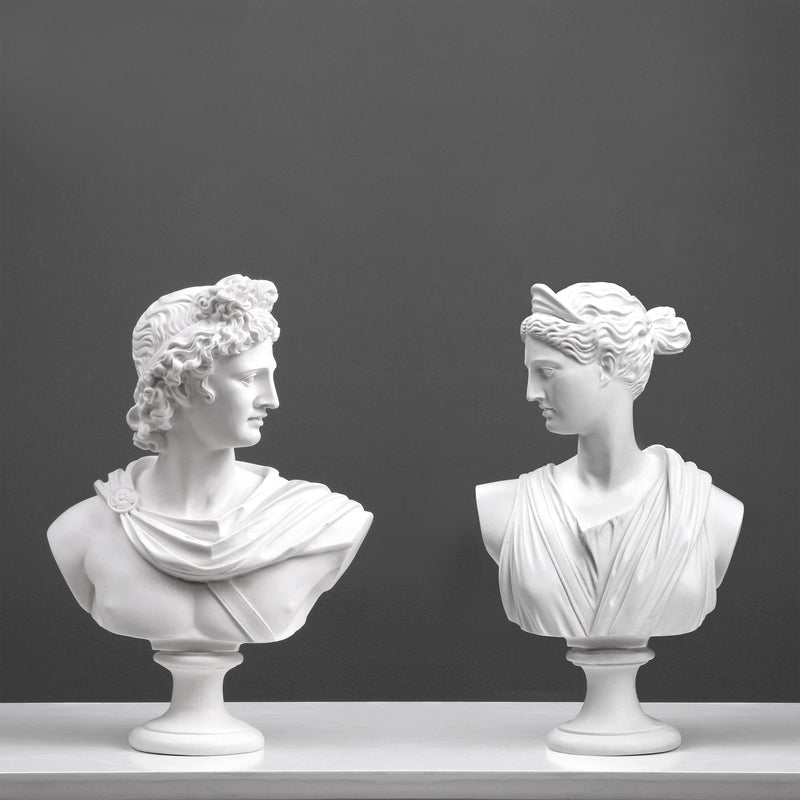 Bustes d’Apollon et Diane en Paire (Statues de Dieux Grecs)