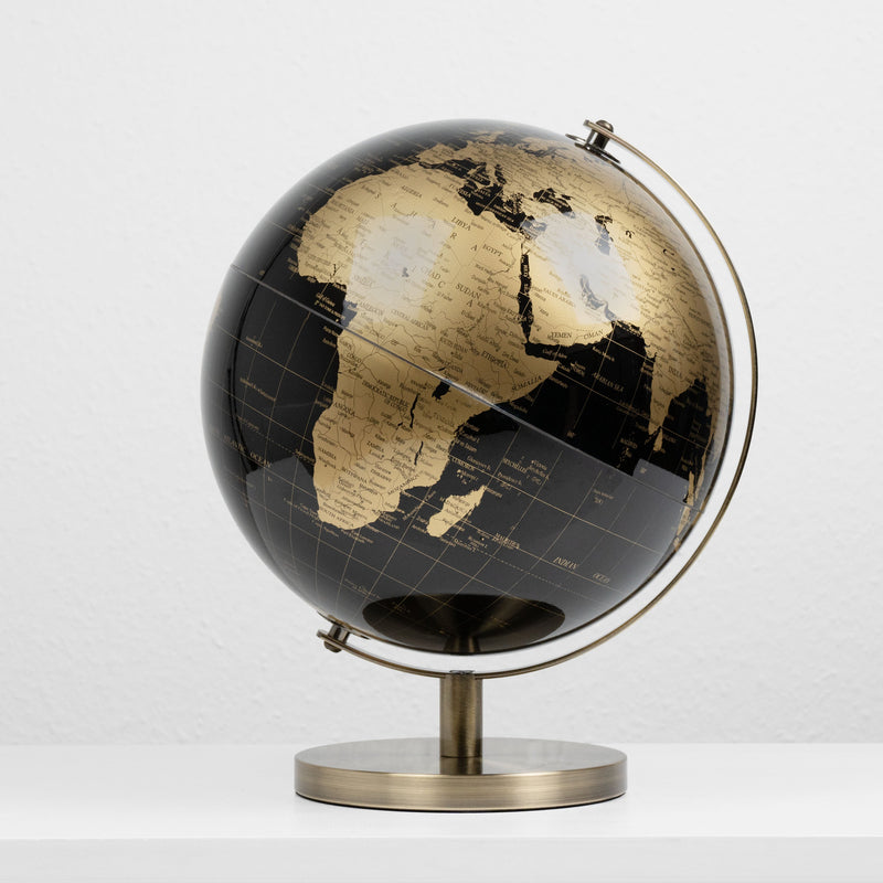 Globe terrestre en bronze et noir