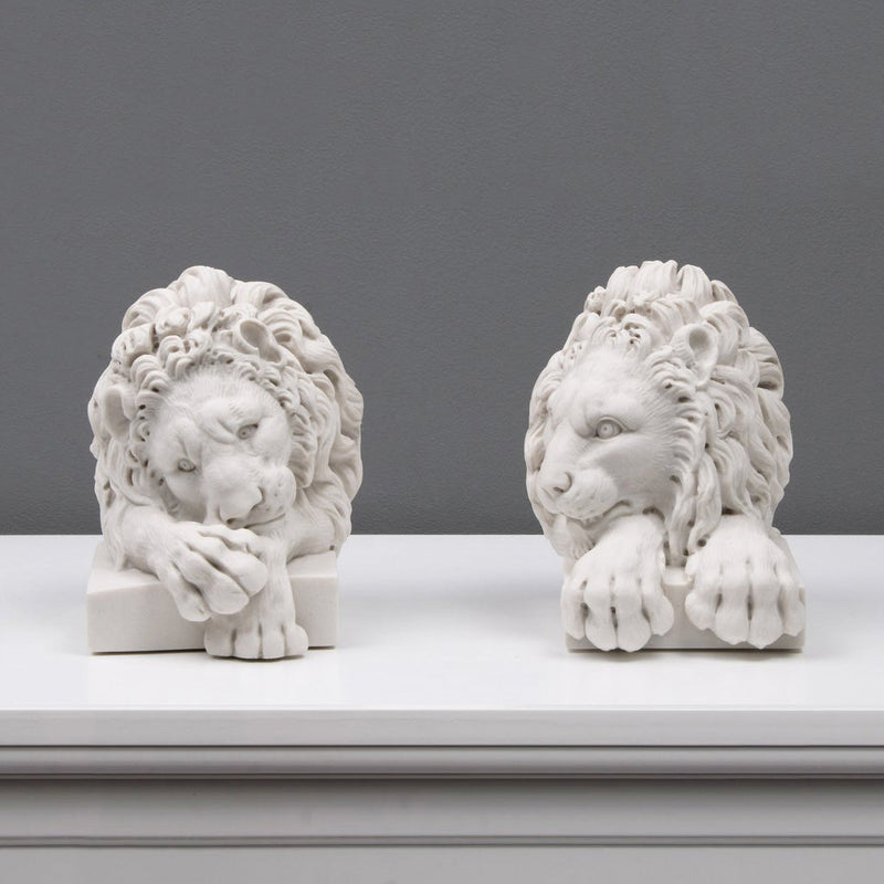 Les Lions de Canova - deux serre-livres (petite taille) - sculpture en marbre