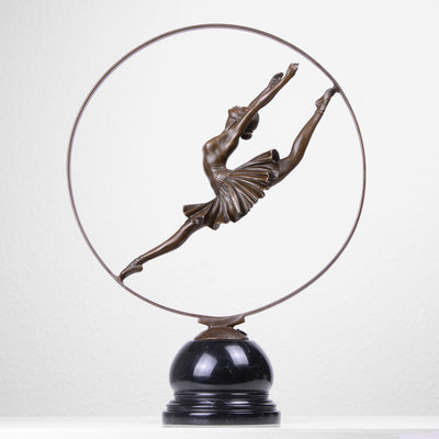 Statue Danseuse (Danseuse de l'Anneau - Sculpture en Bronze Coulé à Chaud)