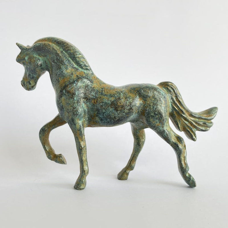 Statuette Cheval - bronze vert