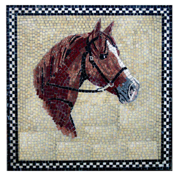 Mosaïque Murale Cheval Blanc 20x20 Cm - Carrelage Fait Main En Marbre Pour Décoration Intérieure/extérieure