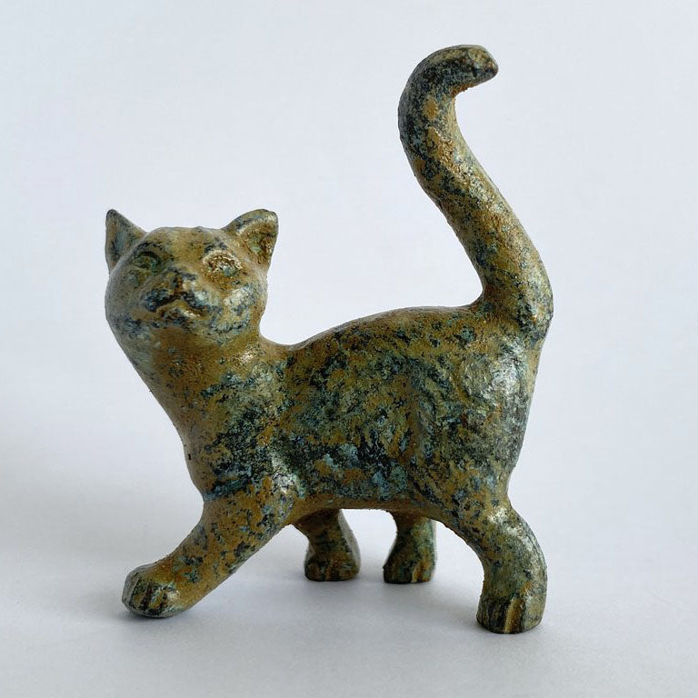 Statue Chaton - bronze vert