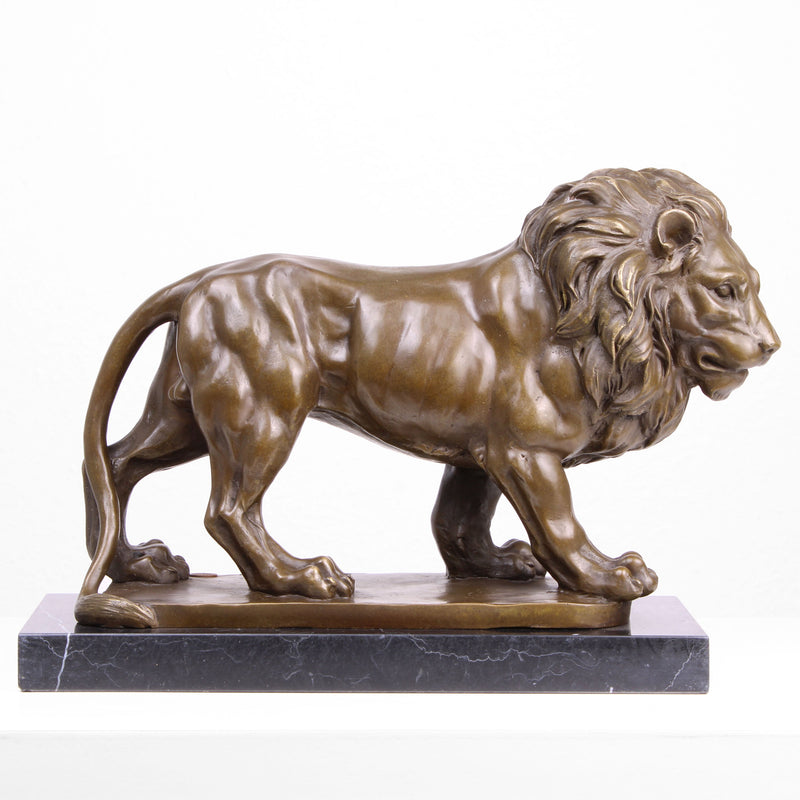 Grande Statue de Lion en Bronze (Sculpture en Bronze Coulé à Chaud)