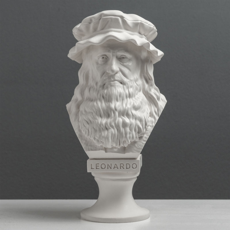 Buste de Léonard de Vinci – Maître de la Renaissance (Statue Blanche)
