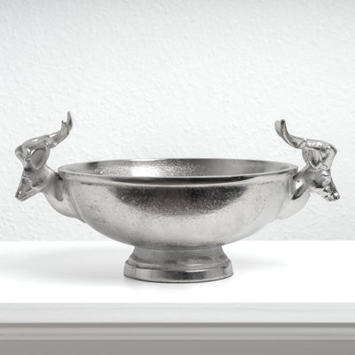 Coupe Centre de Table Argentée avec Poignées Têtes de Cerf