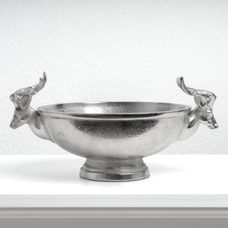 Coupe Centre de Table Argentée avec Poignées Têtes de Cerf