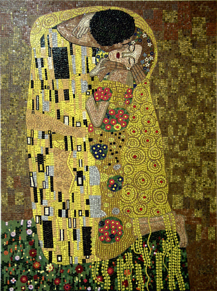 Tenture Murale Vintage - Le Baiser De Gustav Klimt - Céramique Laquée - Décoration Artistique Romantique