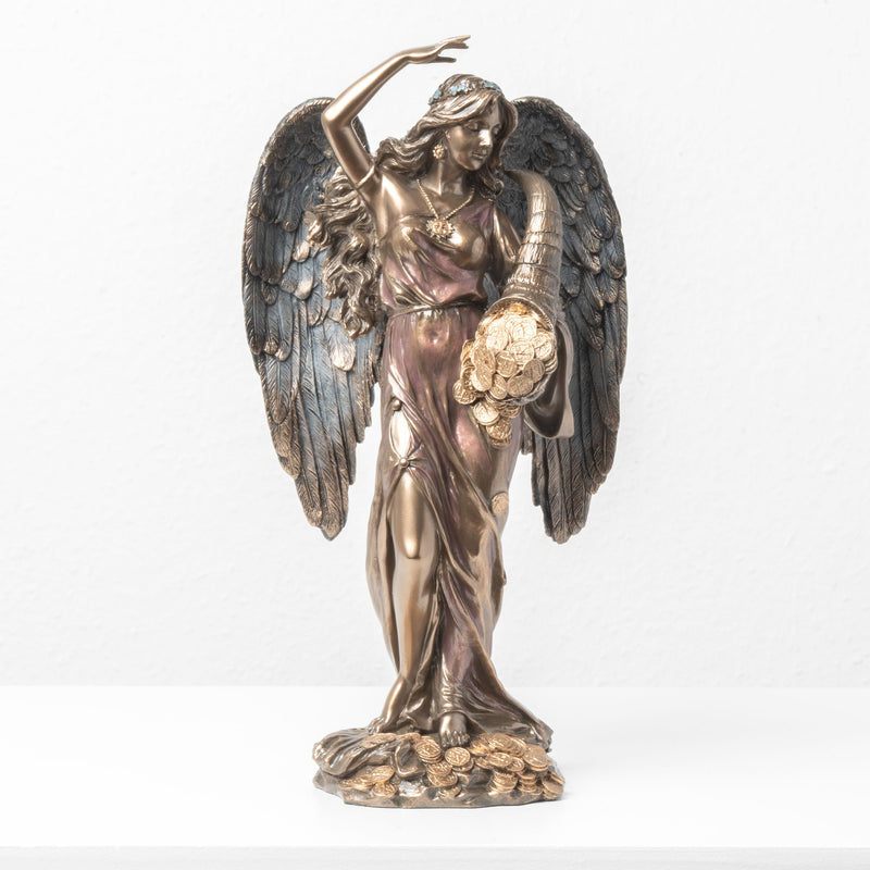 Fortuna Ailée avec Corne d’Abondance – Statue de la Déesse de la Fortune (Bronze à froid)