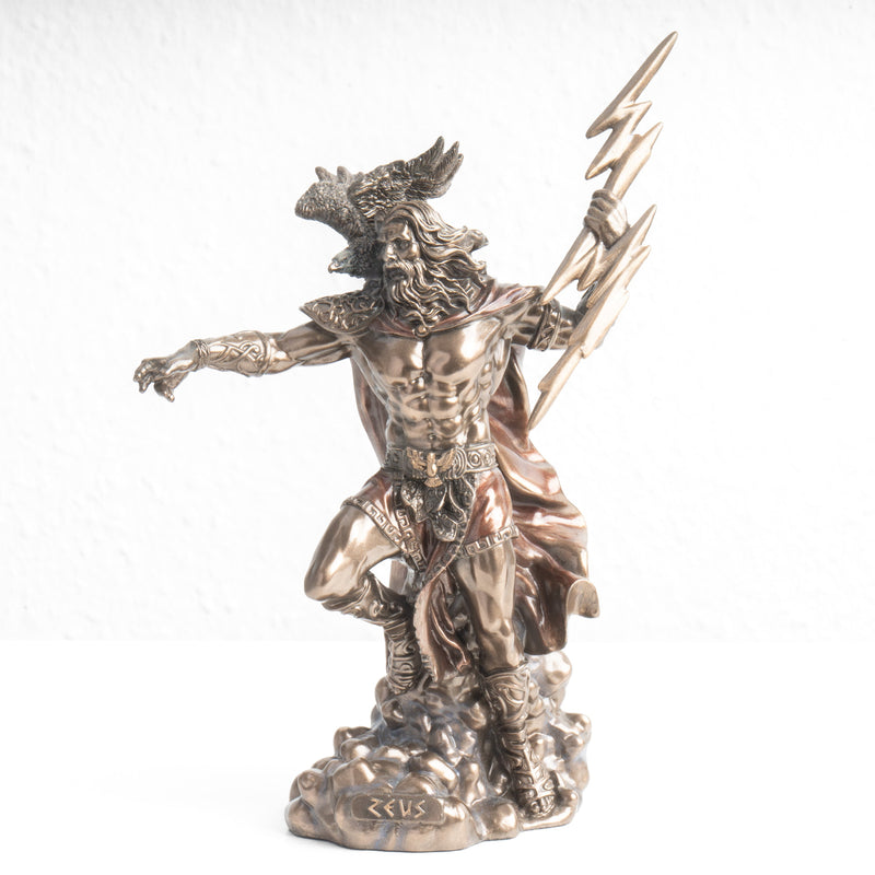 Statue du Dieu Grec Zeus – Roi de l’Olympe (Sculpture en Bronze à Froid)