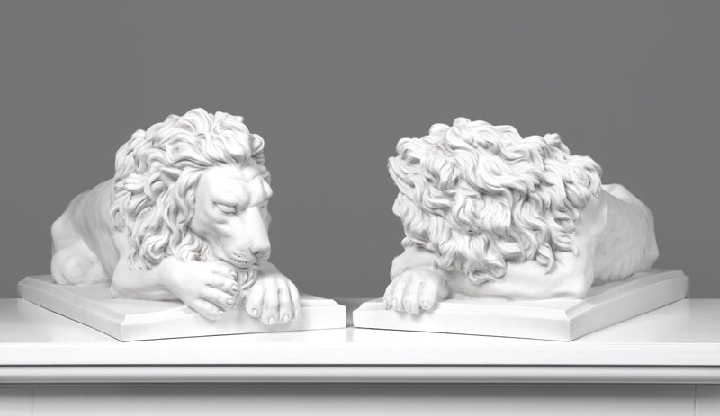 Grande statue de lions en paire - sculpture en marbre