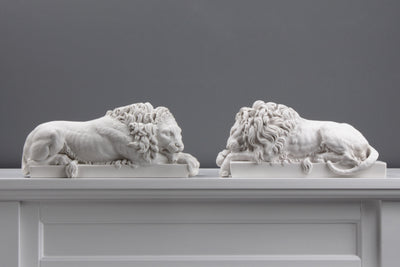 Les Lions de Canova - statues en paire (petite taille) - sculpture en marbre